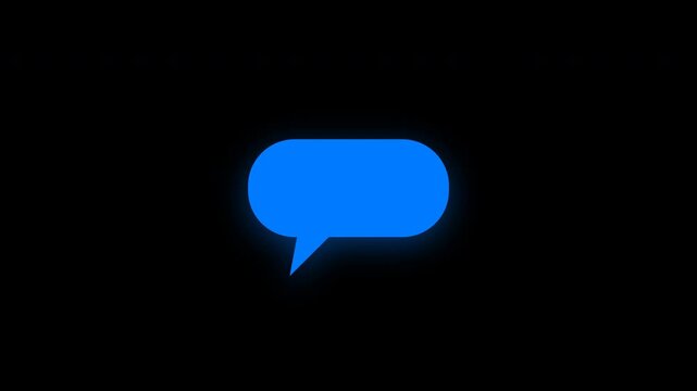 Blue glowing speech bubbles popping up for text messaging with alpha channel