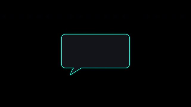 Glowing cyan neon speech bubbles template overlay on transparent background