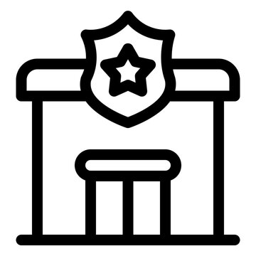Police Station Building Department Headquarters Line Icon