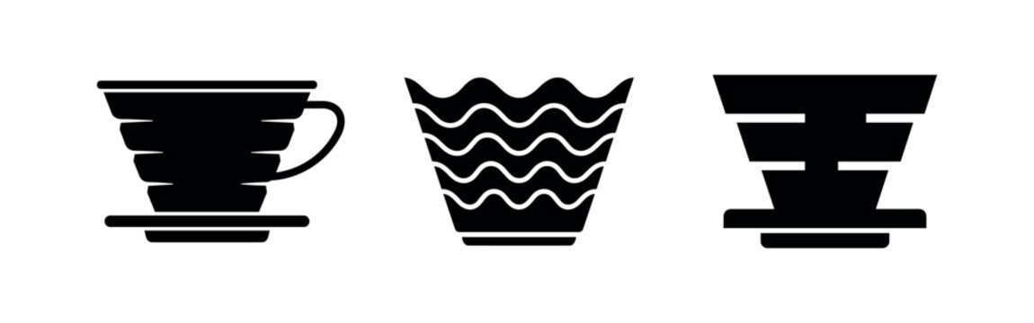 Pour Over Coffee Dripper Icons: Three Styles