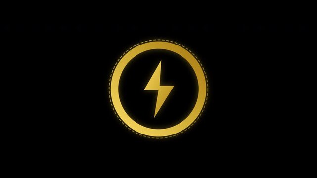 Golden energy lightning bolt loading circle progress icons with alpha channel