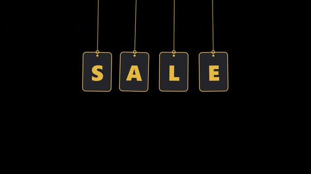 Hanging gold sale price tags swinging isolated on transparent background