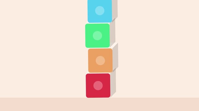 Toy block tower swaying, seamless looping background