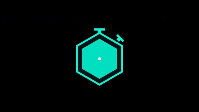 Hexagonal stopwatch icon with clockwise radial countdown on alpha channel