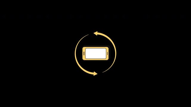 Smartphone screen rotation icon turning to landscape mode with alpha channel