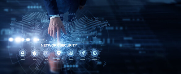 A Network Security expert utilizes a dynamic digital touch interface. Displaying global Network Security threat maps on a digital world map, protecting critical enterprise data everywhere. © FutureLogic Studio