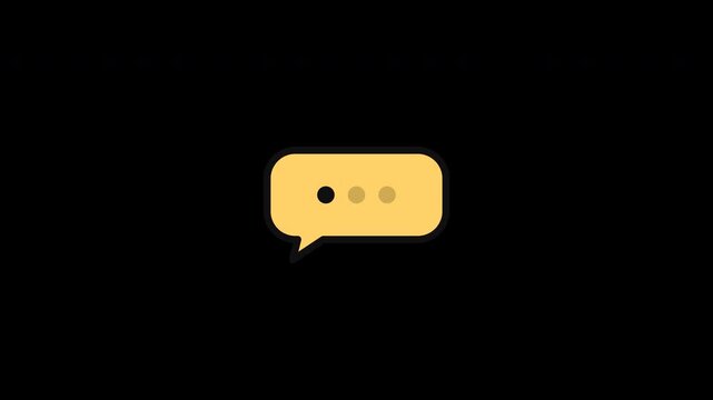 Yellow chat bubble icons with typing indicator dots on transparent background