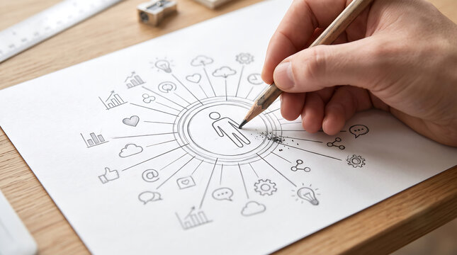 Organizations utilize human centered design principles to create products and customer value. Concept of value of customers.
