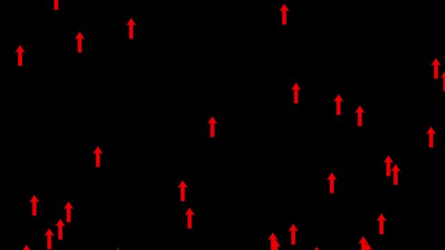 arrow moving up, upward flying Red arrow animation 4k motion graphics video. Directional Arrow Loop Animation. swipe up pointing video footage. direction arrow icon motion. 4k video