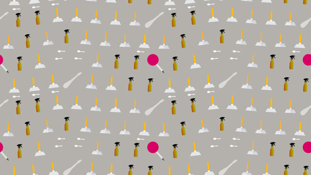 Seamless pattern of cleaning tools