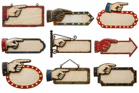 Retro Advertising Pointer Signs with Blank Labels