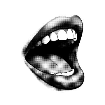 Halftone mouth illustration