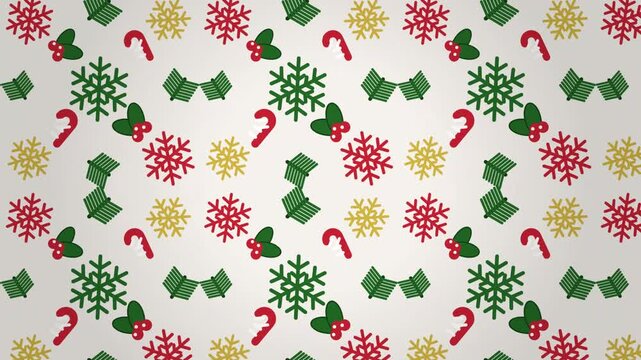 Abstract Christmas Holiday Pattern with Snowflakes and Candy Canes Background