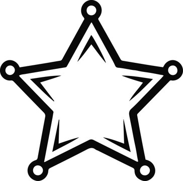 A single sheriff star badge, bold black outline, minimalist geometric shape, white background, icon logo optimized.
