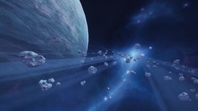 a large cluster of asteroids near an unknown planet