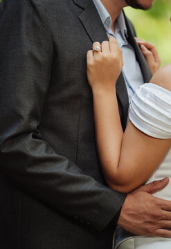 Outdoor photoshoot for a newlywed couple