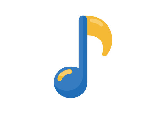 Blue and yellow musical note icon flat vector illustration