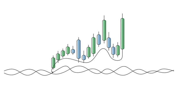 Stock market candlestick chart showing growth and trading trends
