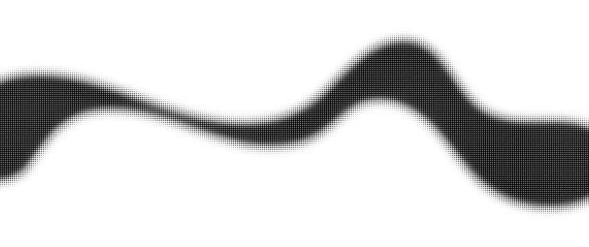 Black Organic Wavy Line with Dotted Halftone Texture and Flowing Abstract Curves Transparent PNG