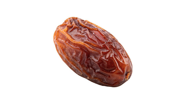 Single dry organic sweet date fruit healthy natural alternative protein snack isolated on transparent background