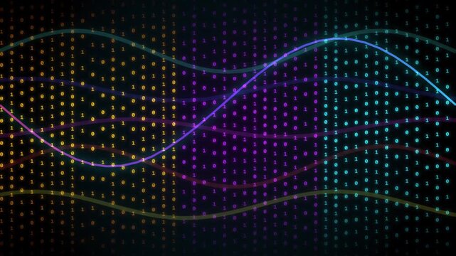 Abstract digital binary code waves