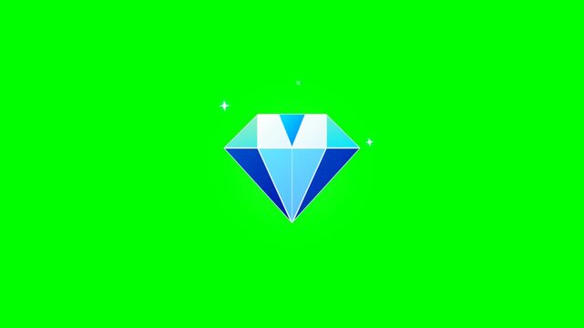 Blue diamond icons glowing on green screen background