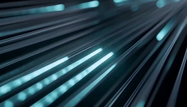 Abstract Golden Light Streaks Moving Along Parallel Lines in Motion abstract blue background