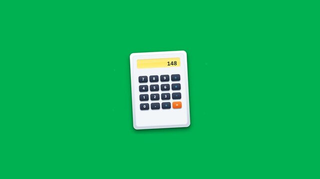 Calculator Math Calculation on Green Screen