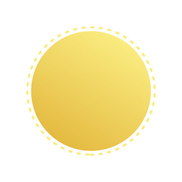 Blank golden circle badge with fine dashed stitch border vector illustration