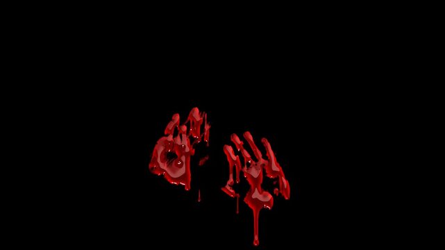 Animated Bloody hand Dripping, Blood Effect for Halloween with transparent Background. Halloween concept. 
