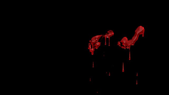 Animated Bloody footsteps Dripping with Blood Effect for Halloween. Halloween concept transparent Background.