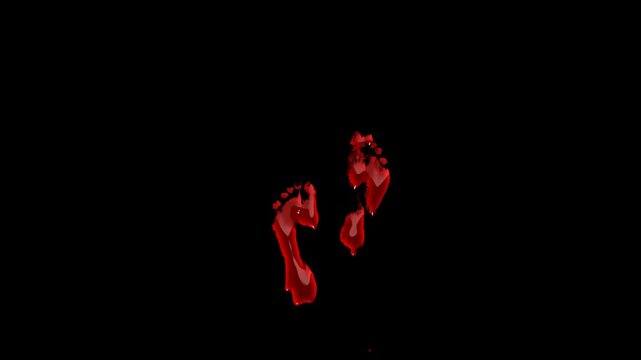 Animated Bloody footsteps Dripping with Blood Effect for Halloween. Halloween concept transparent Background.