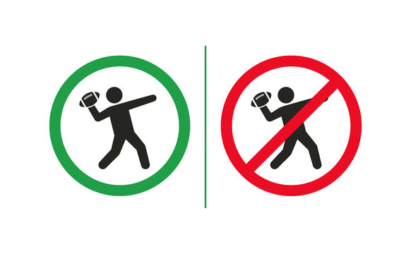Football throwing technique comparison with green check and red prohibition symbols on black background