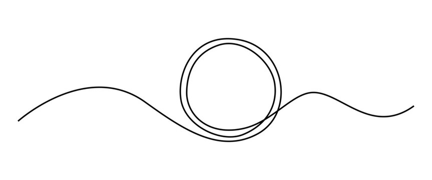 Hand drawing circle round continuous line. Vector illustration