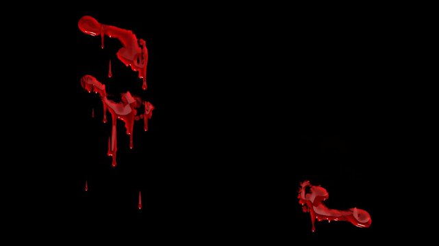 Animated Bloody footsteps Dripping with Blood Effect for Halloween. Halloween concept transparent Background.