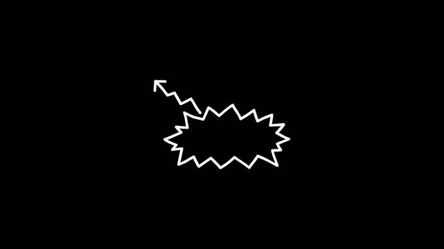 Hand drawn burst speech bubble with zigzag arrow, animated doodle outline with transparent alpha channel, dynamic comic callout overlay for video editing
