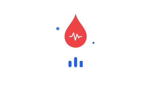 Glucose tracking blood sugar level medical animation icons. 4k