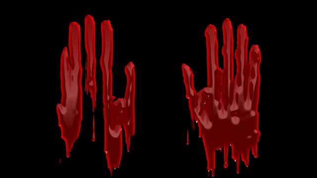 Creepy Bloody Hand Animation with transparent background. Halloween concept animation