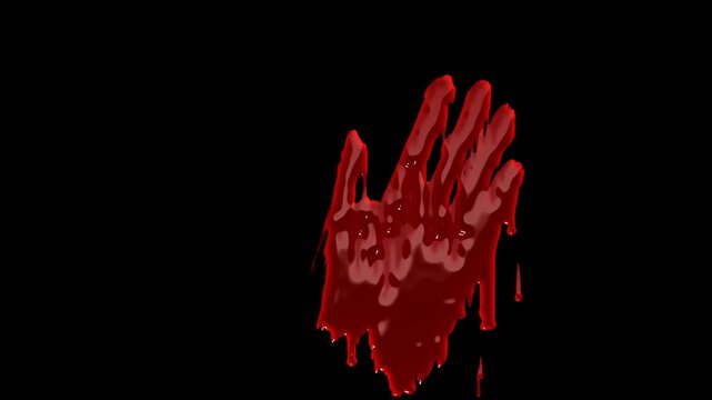 Creepy Bloody Hand Animation with transparent background. Halloween concept animation