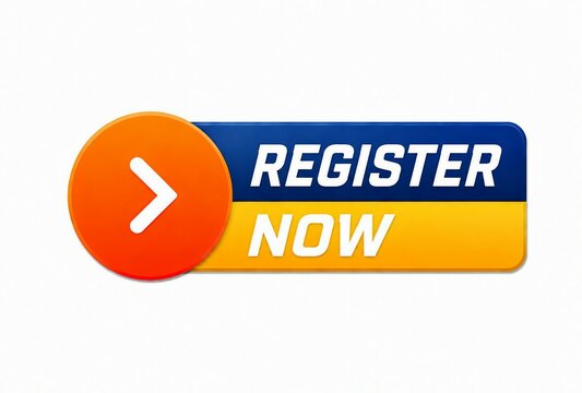 Modern register now button with arrow icon and gradient background