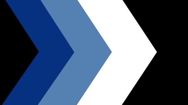 Right Direction Chevron Arrows in Navy Blue, Light Blue and Black, Bold Geometric Navigation Shapes for Business Presentation, Work flow, Progress and Minimal Graphic Design on black Background.