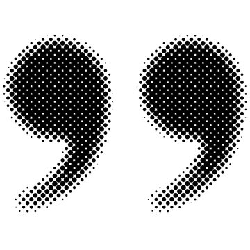Black Halftone Quotation Marks Isolated on White Background