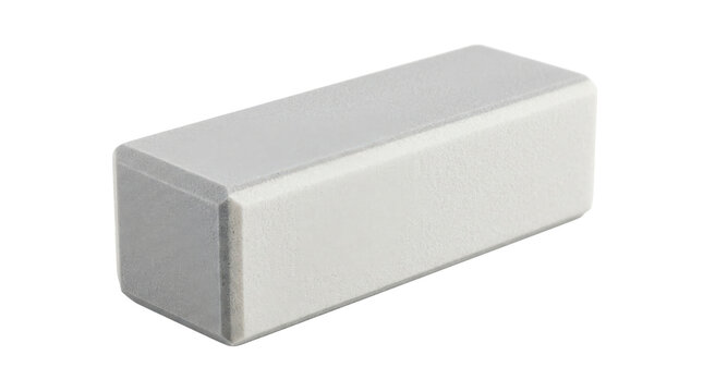 Nail buffer, photorealistic professional rectangular manicure buffing block with fine textured surfaces, soft beveled edges and clean salon appearance, three-quarter view, crisp focus,