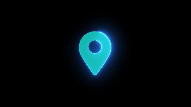 Location pin icon animation on black background and map pointer symbol for UI interface in 4K format. perfect for navigation apps, maps, and UI interfaces. 