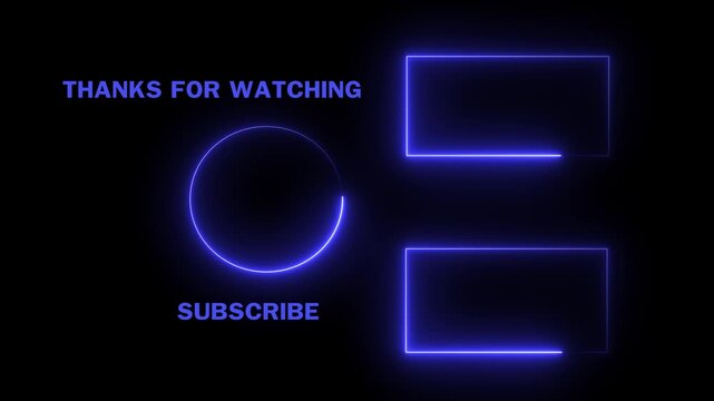 Neon you tube end screen template with subscribe button and social media overlay YouTube