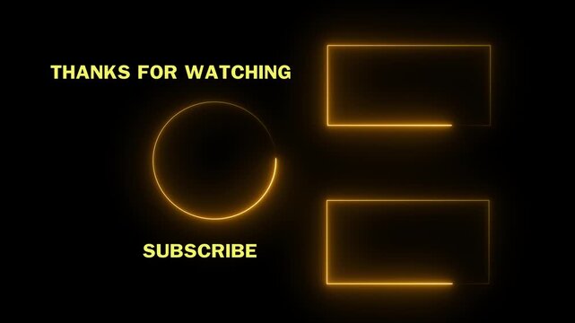 Neon you tube end screen template with subscribe button and social media overlay YouTube