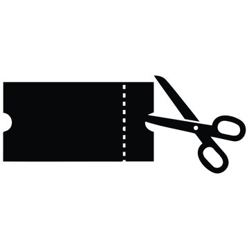Discount coupon and scissors silhouette vector illustration for promotional marketing use.