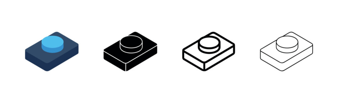 Isometric Push Button or Switch Icon Set