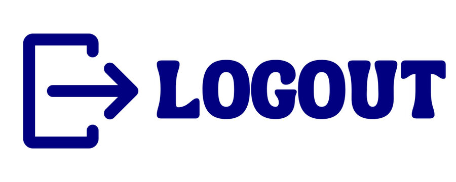 Navy Blue Logout Button Icon Isolated on Transparent Background PNG Sign Out Vector Symbol