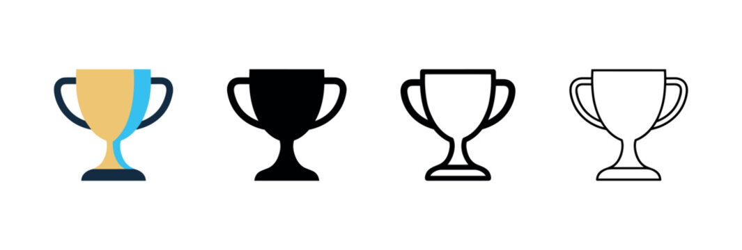 Trophy Cup Icon Set for Winners Success Achievement and Awards